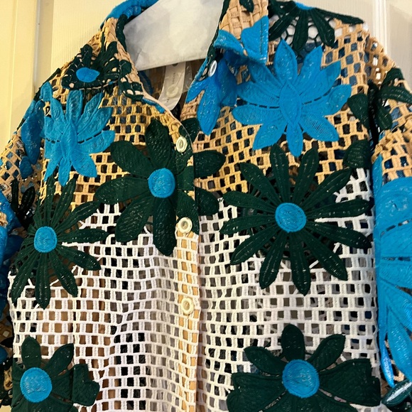 NWT Eva Franco Anthropologie Gaia Dress in Blue Petal Republic - Picture 3 of 6